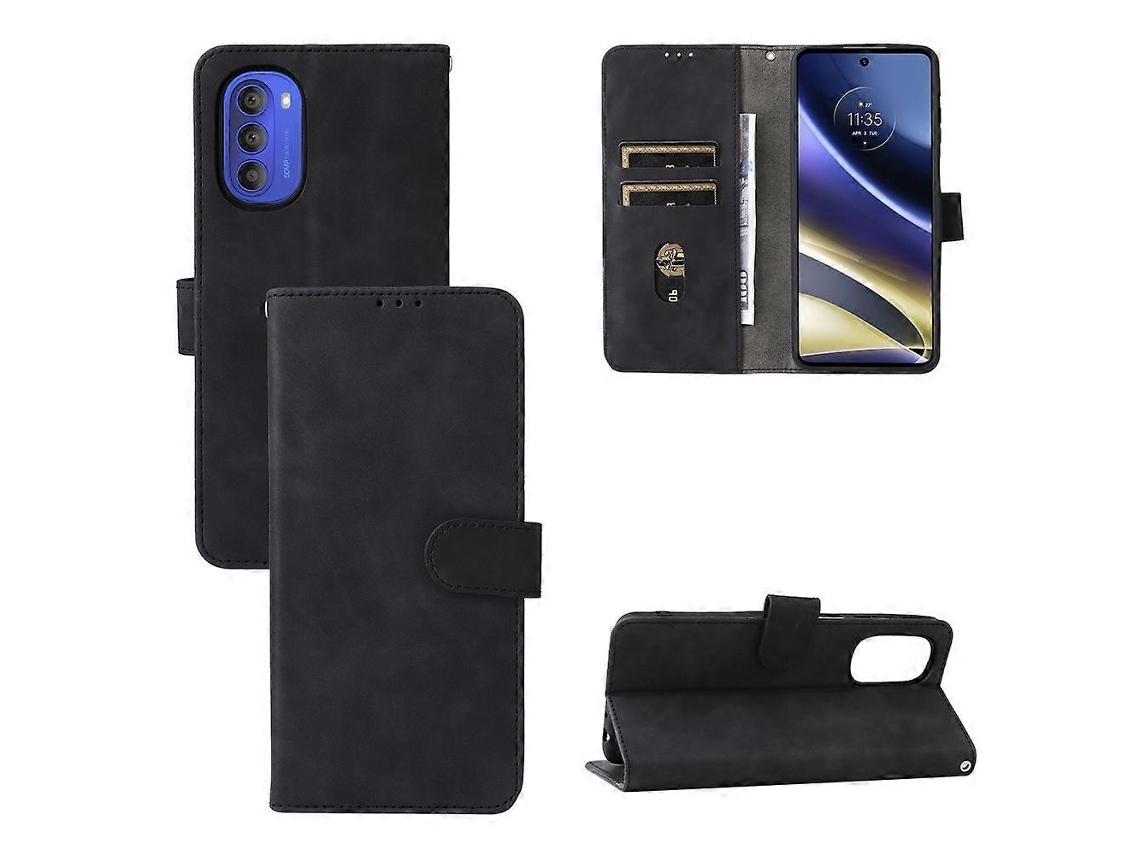 Capa De Couro Com Flip Magnético Para Motorola Moto G51 5g Com Sensação De Pele