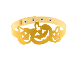 Colar De Courro Pu Amarelo Forma Abóbora Hollow Halloween Euroamericano