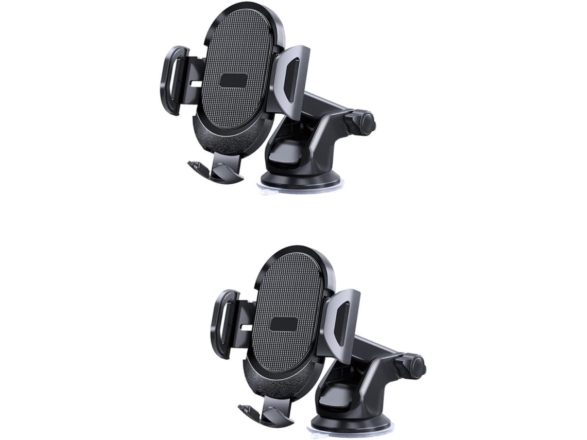 Conjunto De 2 Suportes Para Celular Veicular Em Abs E Silicone, Com Base Giratória E Fácil Instalação.