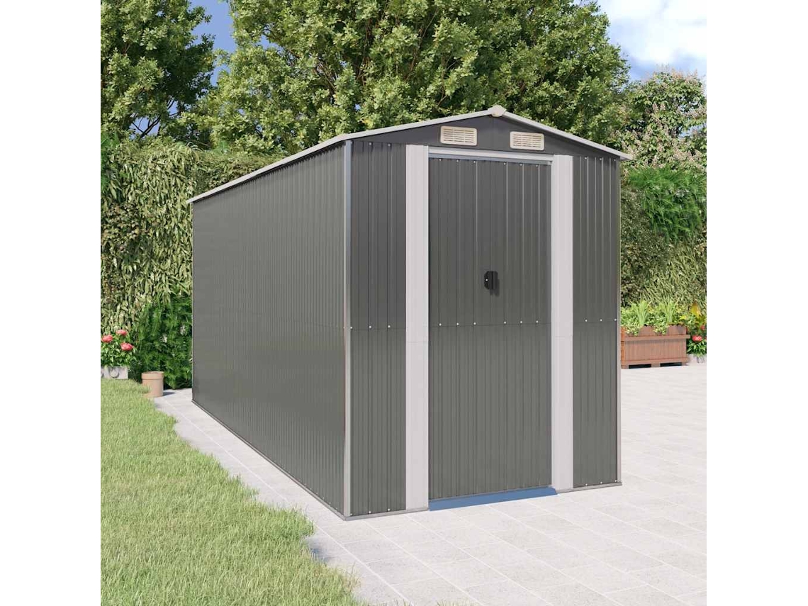 Vidaxl Abrigo De Jardim 192x440x223 Cm Aço Galvanizado Cinzento-claro