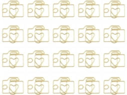 Compatível com 40 clipes de metal em formato de câmera, peças decorativas e elegantes para mesa com acabamento.