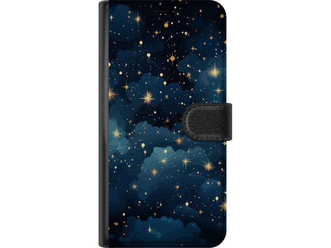 Capa Carteira Compatível Com Apple Iphone 17 Pro Com Estampa De Estrelas No Céu.