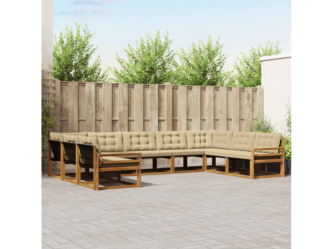 Vidaxl Conjunto De Sofás Para Exterior 9 Unid. Natural E Bege