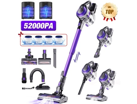 Aspirador Vertical 5 Em 1 Adormii Potência 560 W E 52 000 Pa, Duas Baterias , Kit Pets Com Escova Anti-pêlos Tubo Flexível (120 Min)