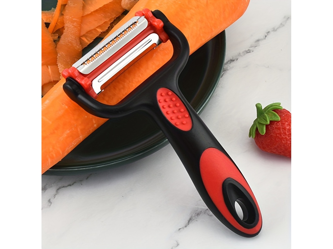 Descascador Rotativo 3 em 1 em Aço Inoxidável , Utensílio de Cozinha Ecológico MDUG (preto e Vermelho)