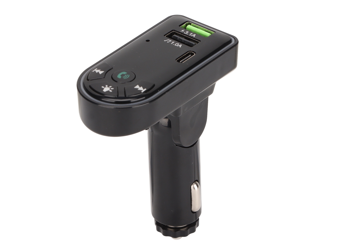 Reprodutor de Mp3 para Carro com Bluetooth Hands Free, Carregador Usb Dual e Luz Ambiente Colorida