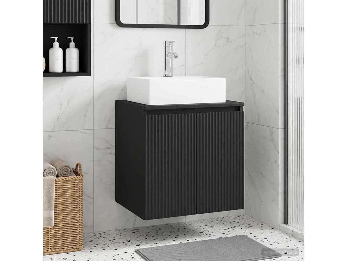 Vidaxl Vaidade Com Pia Suspensa Preto 49,5 X 41 X 62,5 Cm