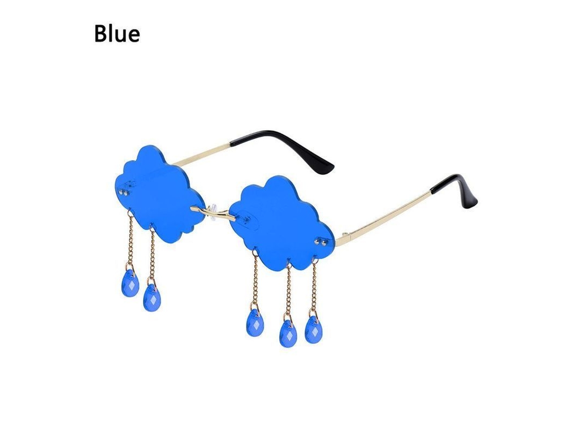 2026-gafas De Sol Retro Sin Marco Nube Con Tassel Diamante Uv400 Moda Mujer Hombre Vintage A-blue
