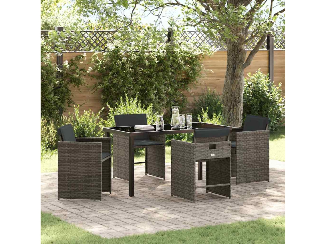 Vidaxl Conjunto De Jantar Para Jardim 5 Unid. Cinzeto Vime Pe
