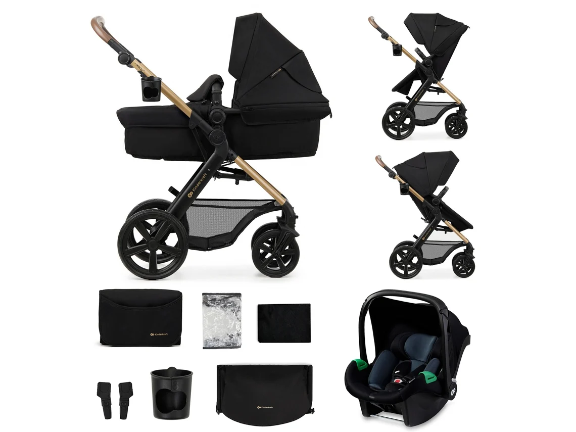 Carrinho de Bebé Multifuncional KINDERKRAFT 3 Em 1 Moov 2 (Preto)