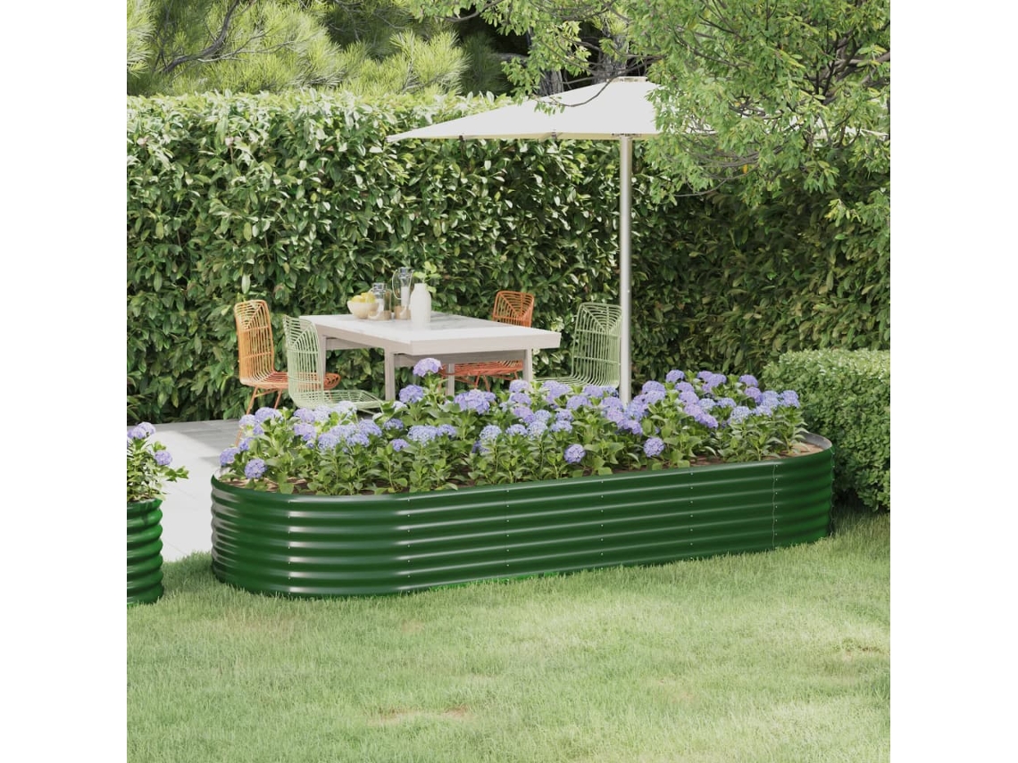 Vidaxl Canteiro Elevado Jardim 249x100x36 Cm Aço Galvanizado Verde