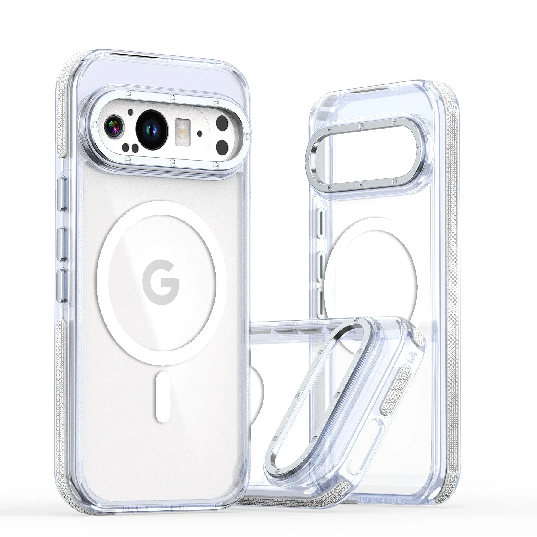 Capa Transparente Premium (branca, Google Pixel 9 Pro), Carregamento Magnético, Capa Protetora À Prova De Choque.