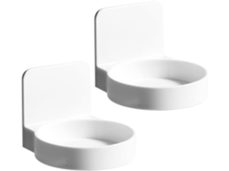 Conjunto De 2-prateleiras Adesivas Parede Para Banheiro, Suporte Para Shampoo E Copo Artigos De Higiene Pessoal Sem