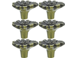 Conjunto De 6 Puxadores Em Liga Zinco Maciço Com Acabamento Metálico Durável, Com Design Floral Vintage, Ideais Para