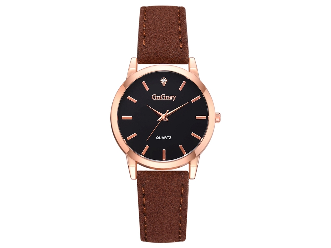 Relógio Feminino de Quartzo com Mostrador Redondo Estilo Casual Pulseira Marrom