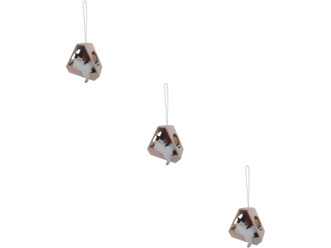 Conjunto De 3 Pingentes De Gatos Para Pendurar, Brinquedos Artesanais, Modelo De Simulação