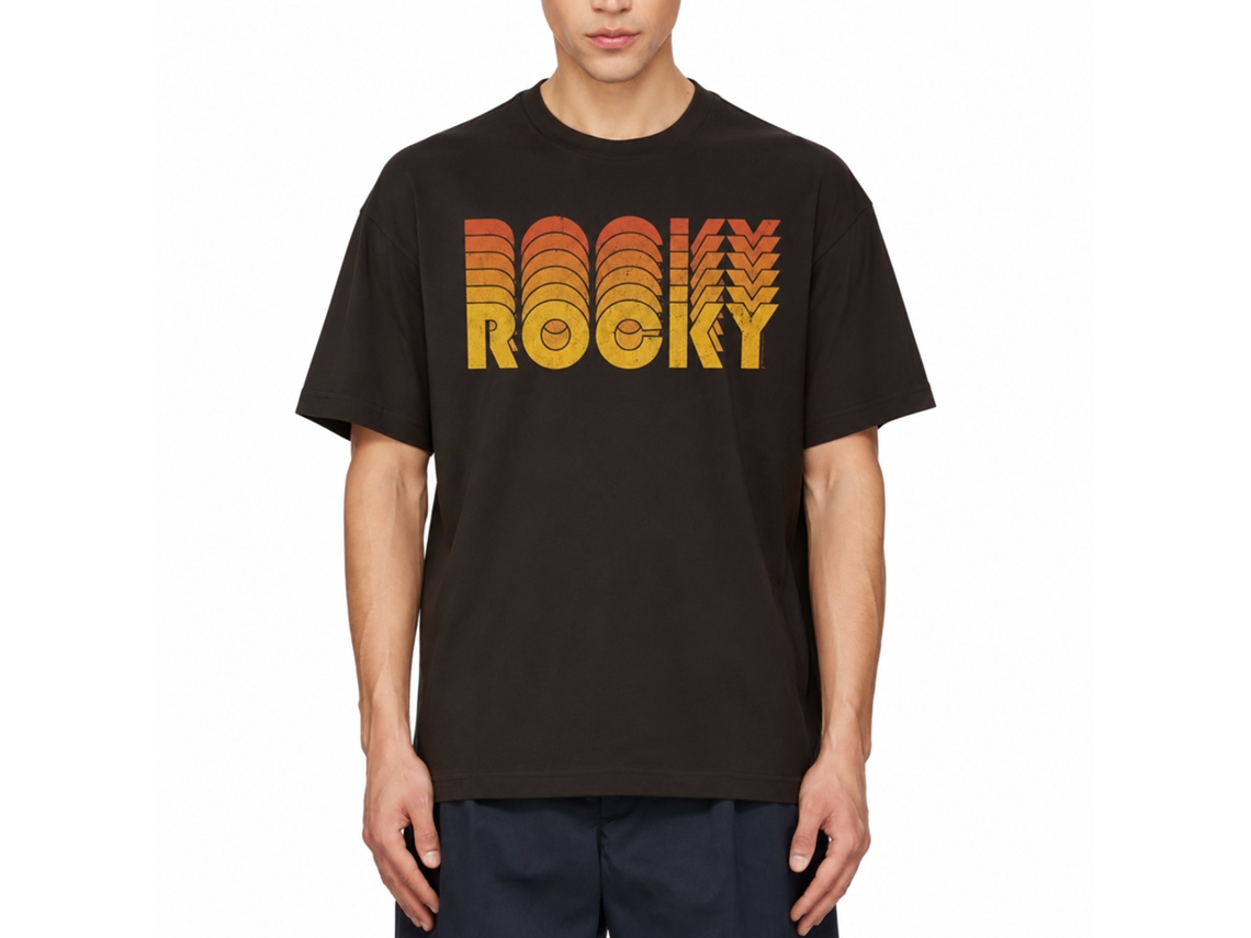 Rockinstone Rocky Movie Retro Rocky Solid Dark Chocolate Adult T-shirt Size:xxl