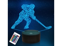 Luminária Noturna 3d de Jogador Hóquei para Crianças, Lâmpada de Mesa Sensível Ao Toque com 16 Leds Que Mudam Cor BRILVIBERA