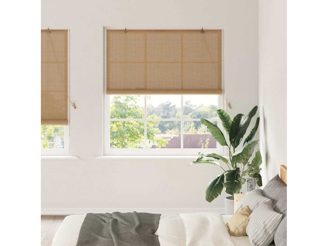 Vidaxl Estores De Rolo Castanho 150 X 220 Cm Bambu