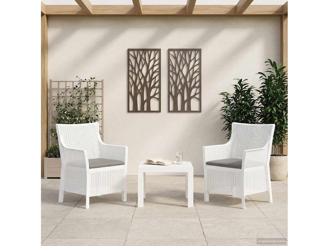 Vidaxl Conjunto De Lounge 3 Unid. Branco Pp