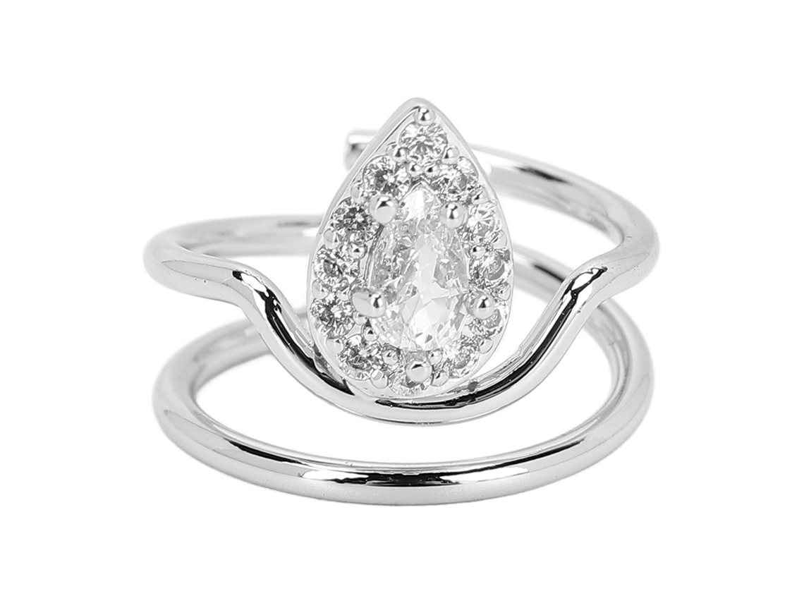 Anel De Unha Com Strass Seguro E Bonito Para Mulheres E Meninas Em Platina 3054