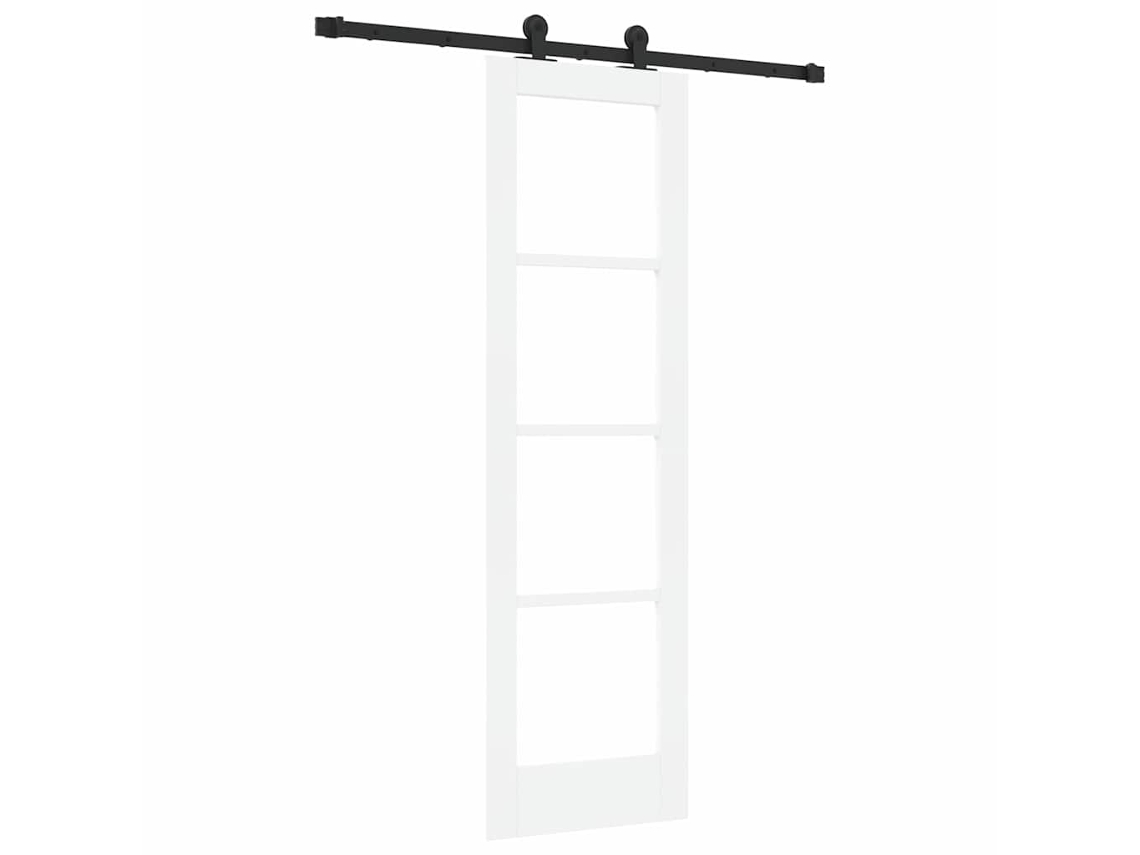 Porta Deslizante Com Conjunto De Ferragens Vidaxl Branco Madeira De Pinho Maciça