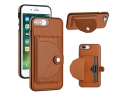 Capa Mobile Phone Cases Shockproof With Card para iPhone 6 Plus Pele Castanho
