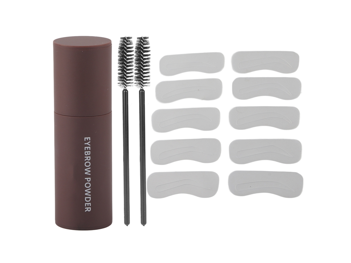 Kit De Estampa De Sobrancelha De Passo Único Com Pó Duradouro E À Prova D'água Cor Marrom Natural