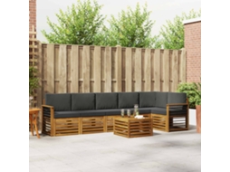 Vidaxl Conjunto De Sofá Sectional 7 Pcs Natural E Antracite
