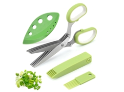 Tesoura de cozinha multifuncional de aço inoxidável Slowmoose com 5 lâminas e três peças para ervas