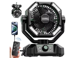 Ventilador Portátil Para Camping Com Luz Led, 8 Velocidades, Bateria De 20000mah E Controle Remoto