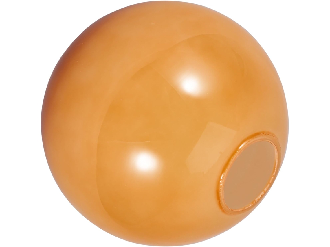Abajur Redondo De Vidro Amarelo Para Lâmpada E27, Elegante, Com Textura E Acabamento Refinados.
