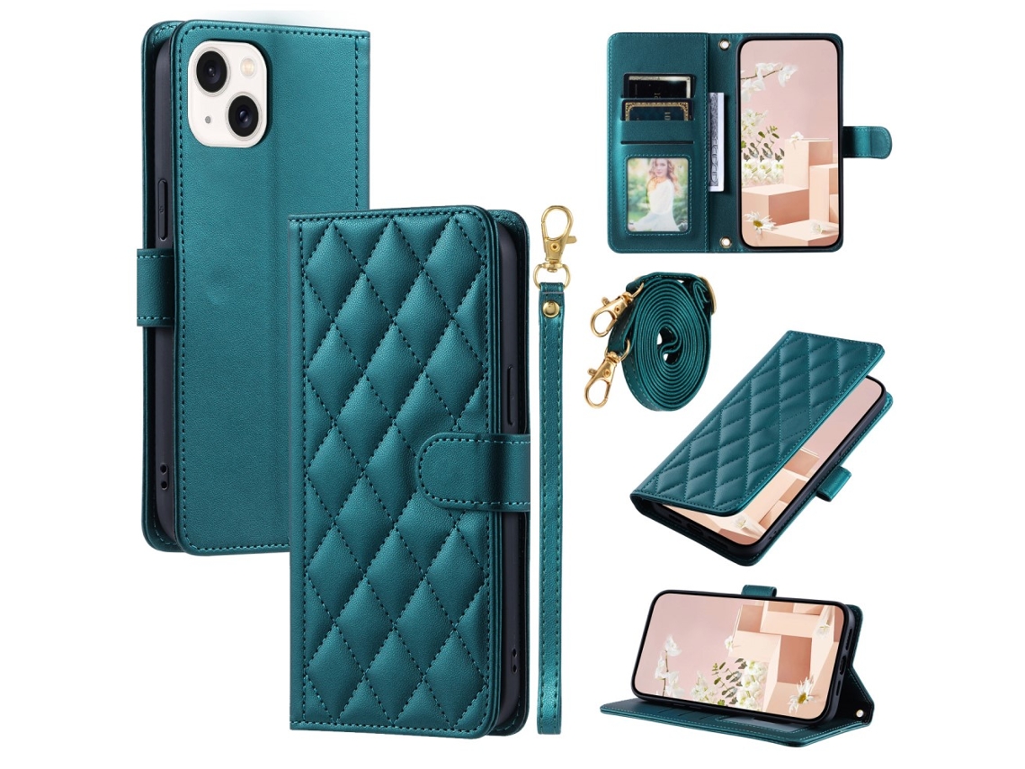 Capa Para Iphone 13 Mini Pele Sintética Verde