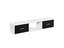 Móvel de Tv Aglomerado de Madeira e Plástico Cor Branco e Preto 140x30x32cm Homcom