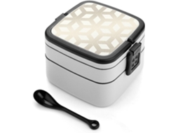 Hexa Marmita Bento Geométrica De Camada Dupla, Cor Dourada, 1000ml, Empilhável, À Prova De Vazamentos, Com Colher