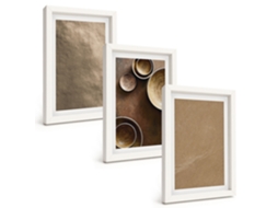 Conjunto De Quadros Com Moldura Estruturas Minimalistas De Pedra Moldura Branca Fotos Para O Escritório Espelharte (3 Peças 20x30 Cm)