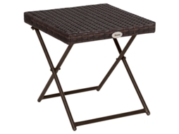 Mesa De Jardim Dobrável, 40x40x40 Cm, Metal, Castanho, Adequada Para Mobiliário De Jardim E Varandas.