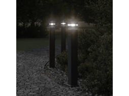 Vidaxl Candeeiro Chão P/ Exterior C/ Tomada 3 Pcs 80 Cm Alumínio Preto
