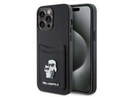 Estojo Saffiano Portacartões Pregadeira para iPhone 15 Pro Max KARL LAGERFELD Metal Preto
