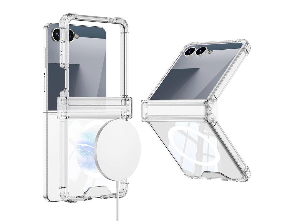 Capa Magnética Gkk Para Samsung Galaxy Z Flip7 5g Com Proteção De Dobradiça E Airbag, À Prova De Choque, Transparente