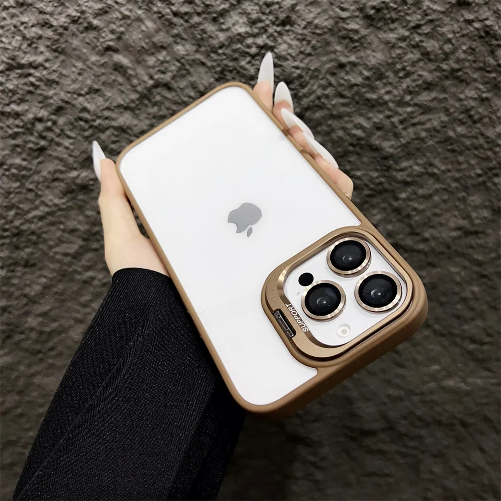 Capa Para Iphone (iphone 11, Dourada) Com Proteção De Vidro Transparente Para A Câmera.