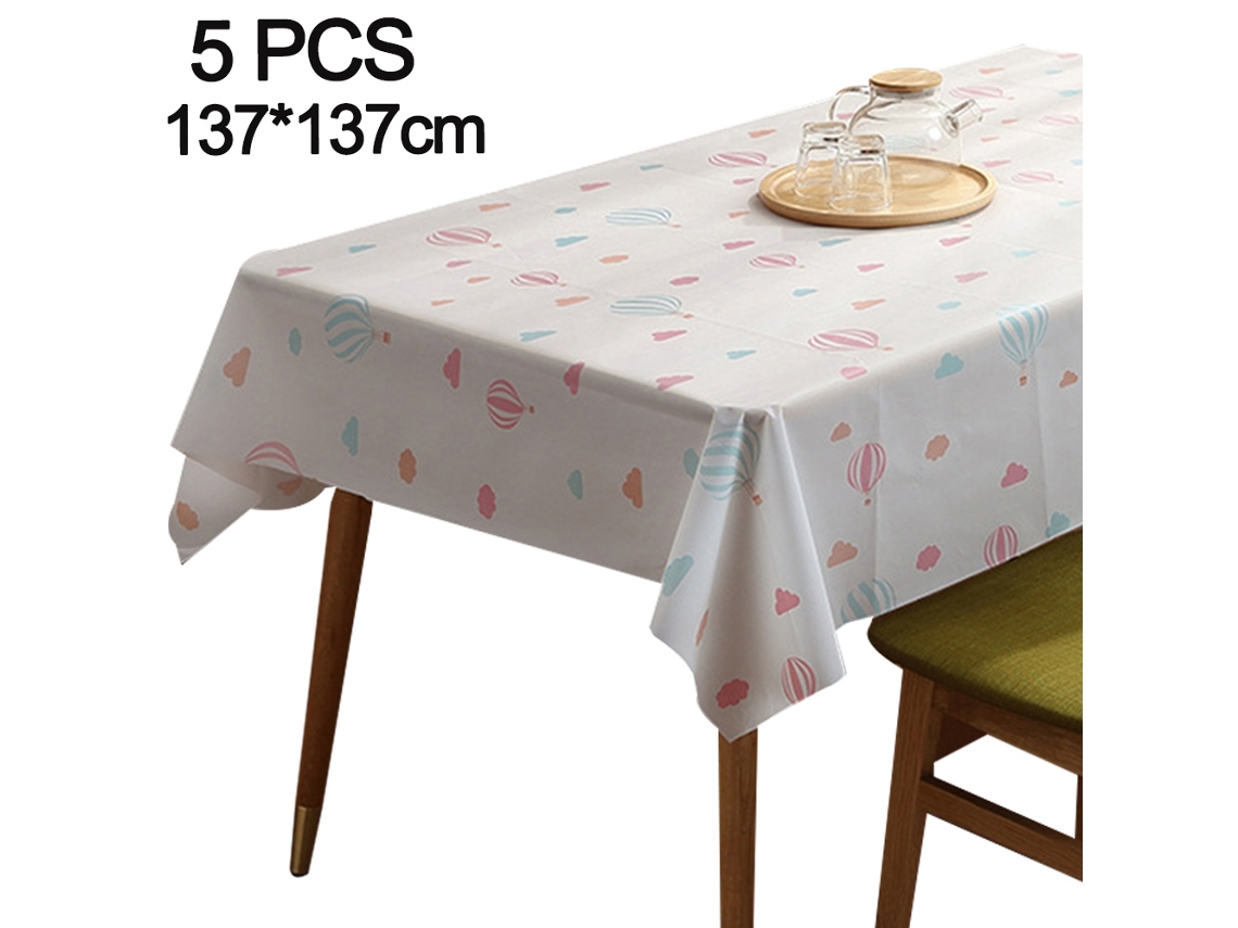 Pacote com 5 Toalhas de Mesa Toalhas de Mesa de Plástico À Prova D'Água Capas de Mesa de Festa para Aniversário Natal Casamento 137X137Cm