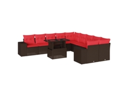 Conjunto de Sofá de Jardim, 11 Peças, Almofadas, Rattan Preto MAISON EXCLUSIVE