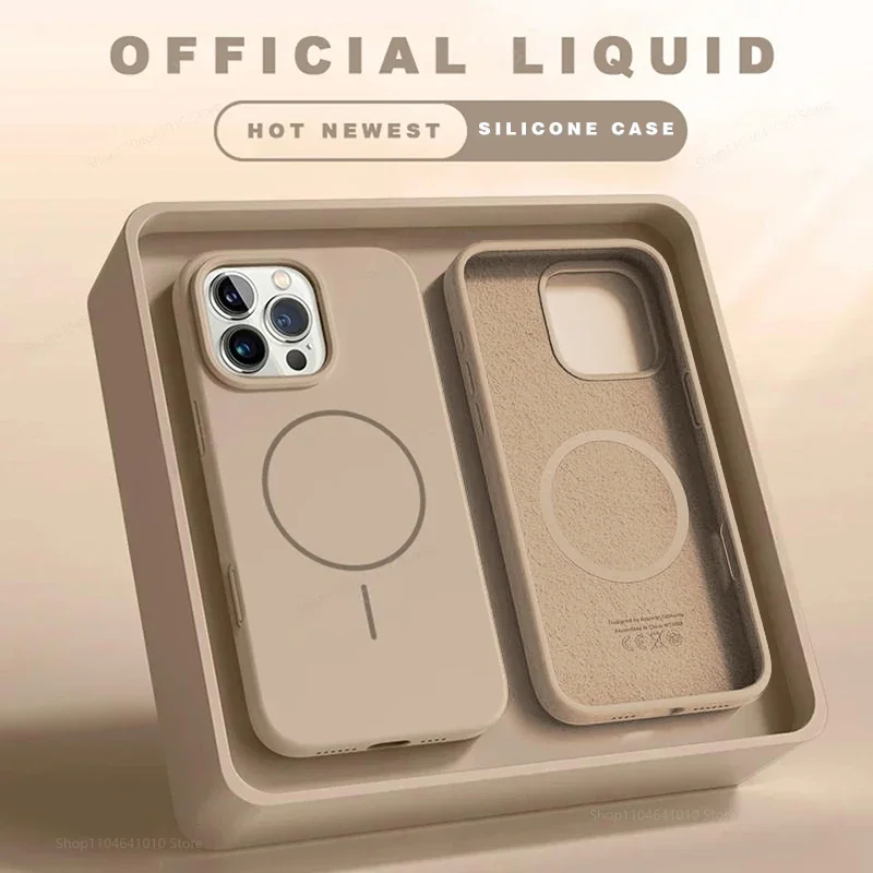 Capa Magnética Para Iphone 14 Pro Max (dourado Deserto), Feita De Silicone Resistente A Impactos, Compatível Com Carregamento Sem Fio.