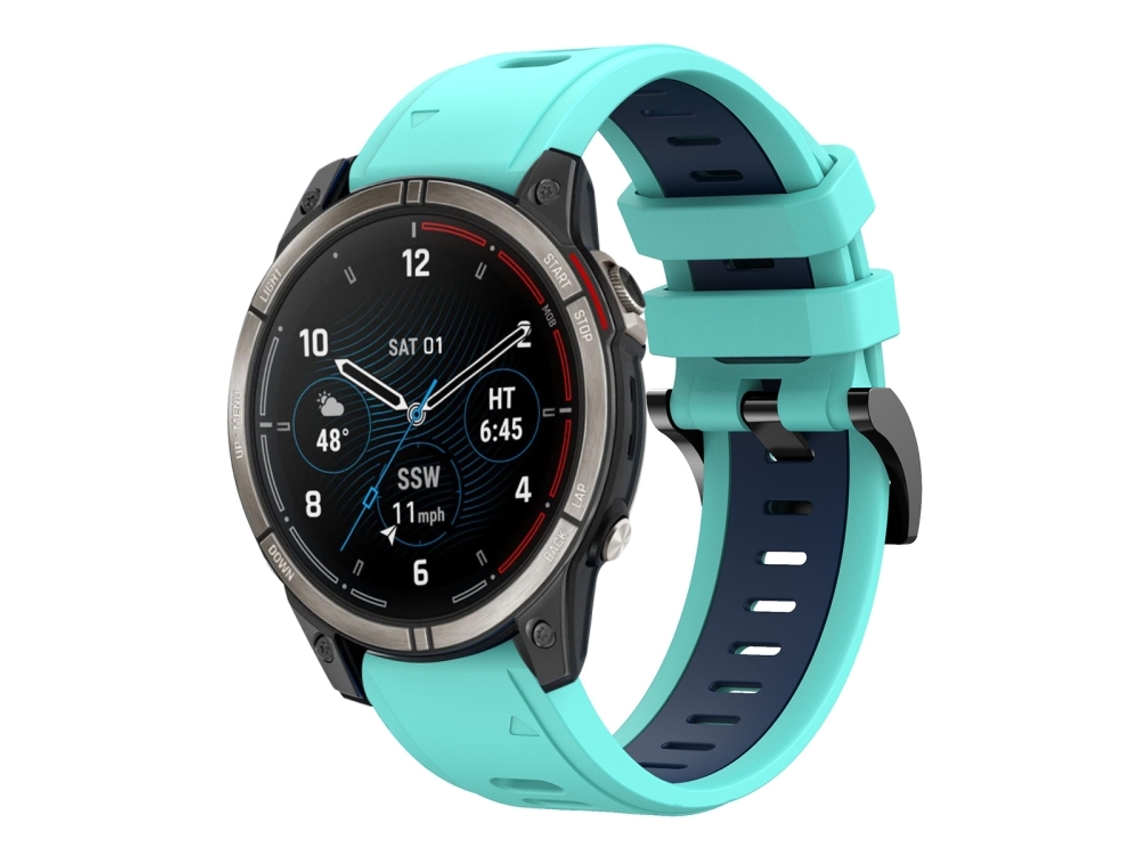 Bracelete Esportivo Silicone para Garmin Quatix 7 Pro com duas cores Verde Menta e Azul Meia noite XIAOMOYU