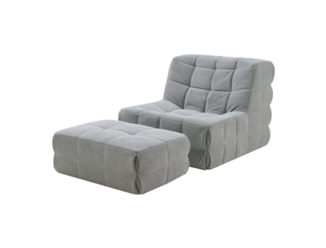 Poltrona De Chão Com Banco De Pés Koskyvn Têxtil 75x90x100 Cm Cinzento En.casa