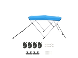 Toldo Bimini para Barco de 3 Arcos, Poliéster 600d com Estrutura Liga Alumínio, Impermeável, Proteção Solar, Bolsa Armazenamento, 183 X 185 198 117