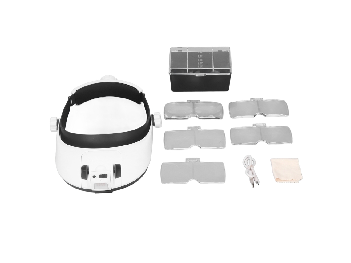 Lupa De Cabeza Recargable Com Led E 5 Lentes Para Leitura E Reparação
