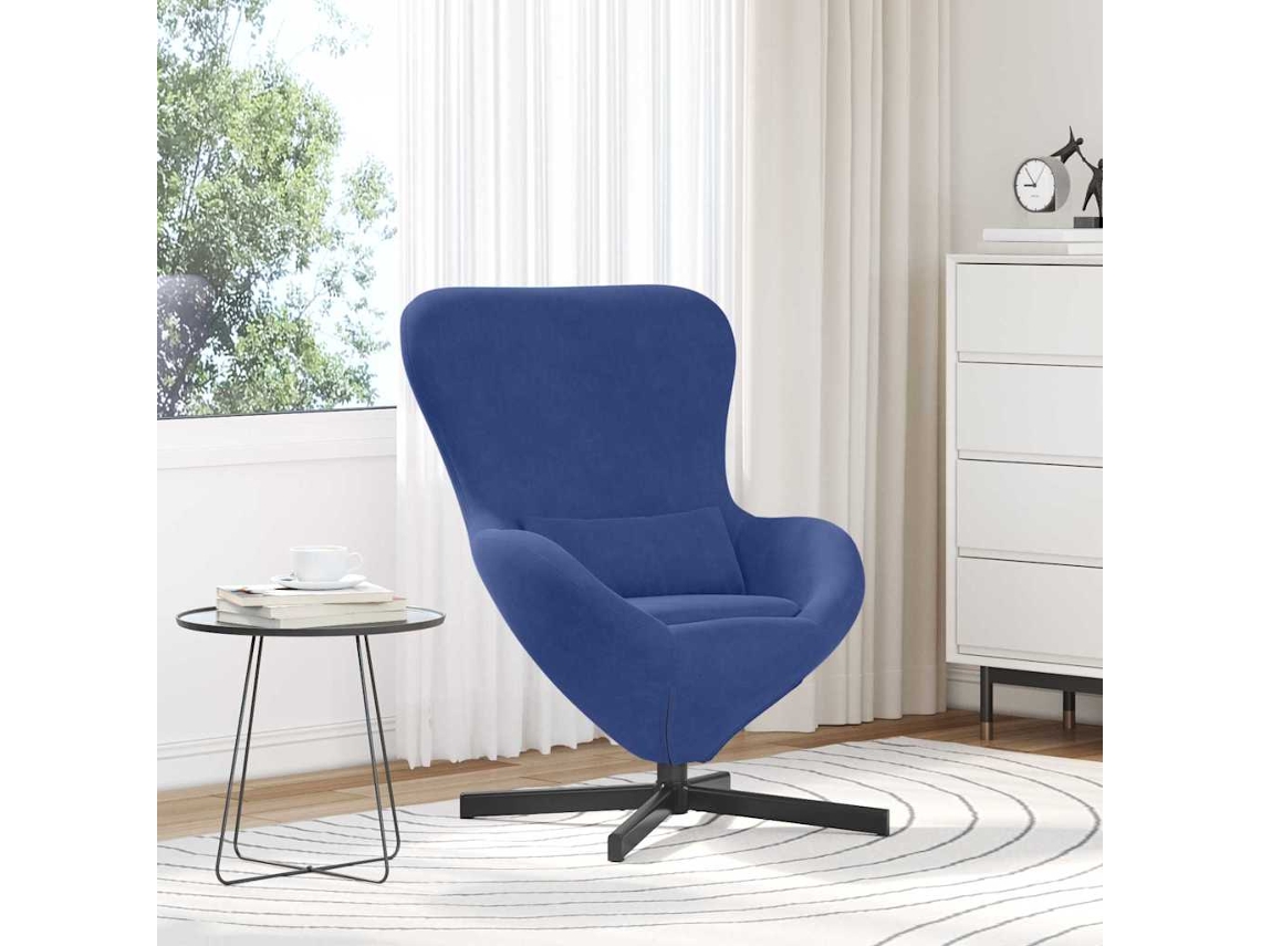 Vidaxl Cadeira Ovo Azul Polícia 63 X 73 X 90 Cm Veludo