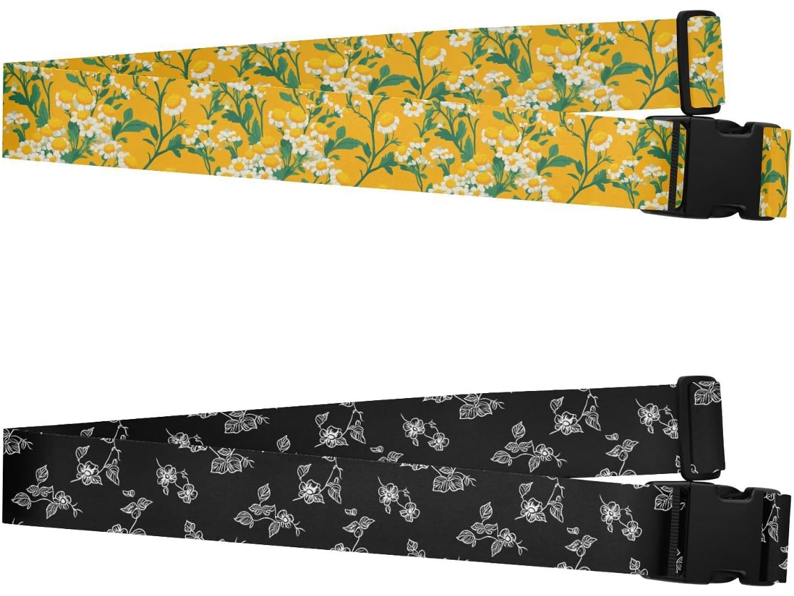 Conjunto De 2 Cintas Bagagem Yarrow, Estilo Campestre, Com Desenhos Animados, Resistentes E Ajustáveis, Com Fivela De